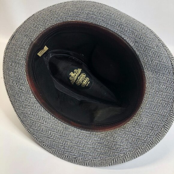 Vintage Feather Herringbone Fedora Pedigree Fifth Ave NY Size 7 1/4-7 3/8 Hat - Picture 5 of 7